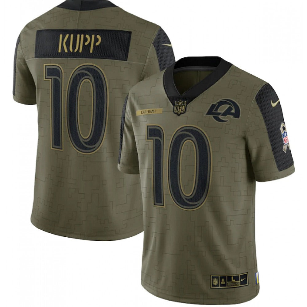 Men's Los Angeles Rams #10 Cooper Kupp 2021 Olive Salute To Service Limited Stitched Jersey 