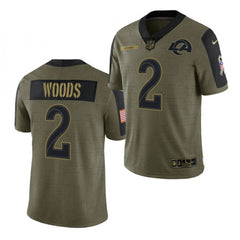 Men's Los Angeles Rams #2 Robert Woods 2021 Olive Salute To Service Limited Stitched Jersey 