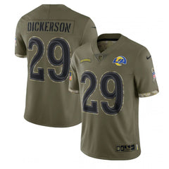 Men's Los Angeles Rams #29 Eric Dickerson Olive 2022 Salute To Service Limited Stitched Jersey 