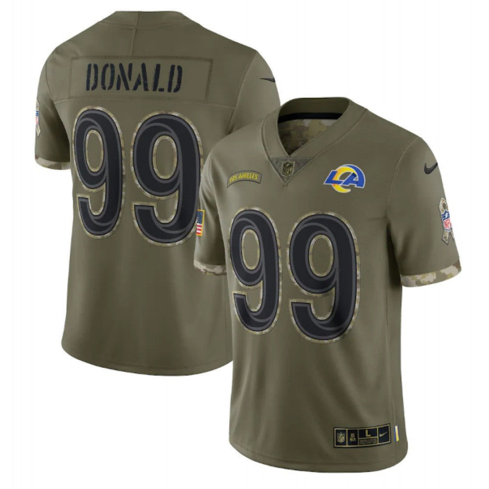 Men's Los Angeles Rams #99 Aaron Donald Olive 2022 Salute To Service Limited Stitched Jersey 