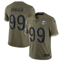 Men's Los Angeles Rams #99 Aaron Donald Olive 2022 Salute To Service Limited Stitched Jersey 