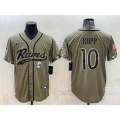 Men's Los Angeles Rams #10 Cooper Kupp Olive 2022 Salute to Service Cool Base Stitched Baseball Jersey 