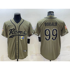Men's Los Angeles Rams #99 Aaron Donald Olive 2022 Salute to Service Cool Base Stitched Baseball Jersey 