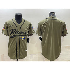 Men's Los Angeles Rams Blank Olive Salute to Service Cool Base Stitched Baseball Jersey 