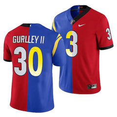 Men's Los Angeles Rams X Georgia Bulldogs #30 Todd Gurley II Red/Royal Split Stitched Jersey 