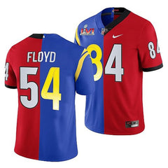 Men's Los Angeles Rams X Georgia Bulldogs #54 Leonard Floyd Red/Royal Split Super Bowl LVI Stitched Jersey 