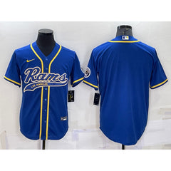 Men's Los Angeles Rams Blank Royal With Patch Cool Base Stitched Baseball Jersey 