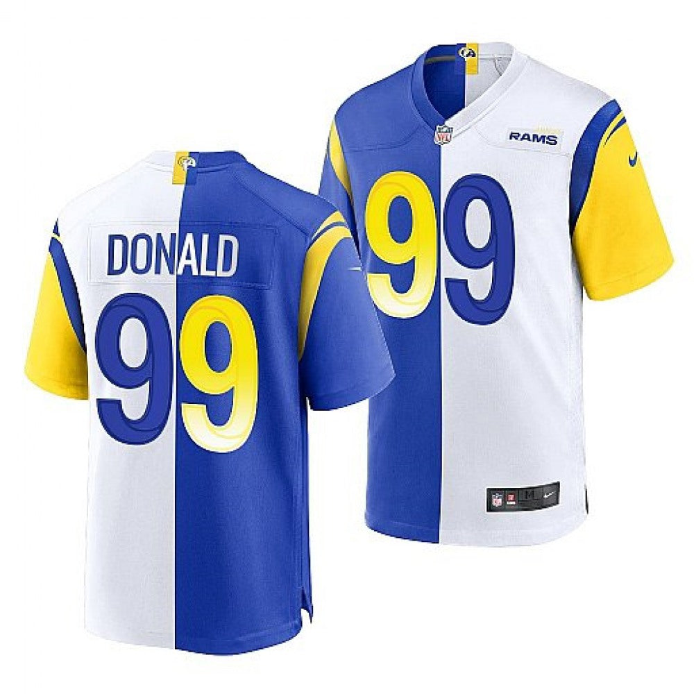 Men's Los Angeles Rams #99 Aaron Donald Royal/White Split Stitched Football Jersey 