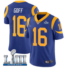 Men's Los Angeles Rams #16 Jared Goff Royal Blue Super Bowl LIII Vapor Untouchable Limited Stitched NFL Jersey 