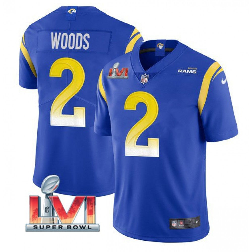 Men's Los Angeles Rams #2 Robert Woods 2022 Royal Super Bowl LVI Vapor Limited Stitched Jersey 