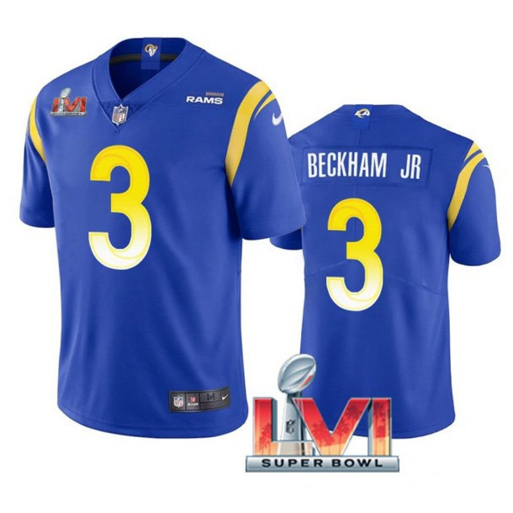 Men's Los Angeles Rams #3 Odell Beckham Jr. 2022 Royal Super Bowl LVI Vapor Limited Stitched Jersey 