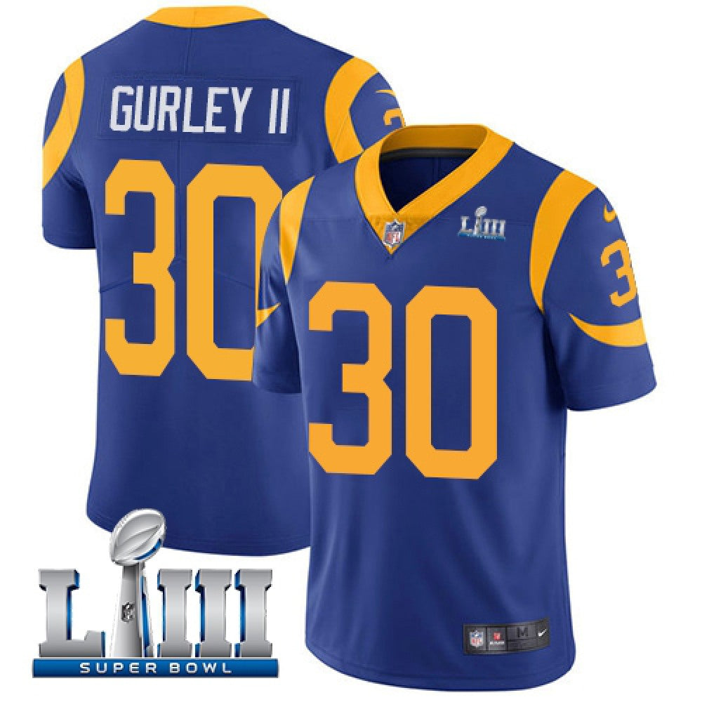 Men's Los Angeles Rams #30 Todd Gurley II Royal Blue Super Bowl LIII Vapor Untouchable Limited Stitched NFL Jersey 