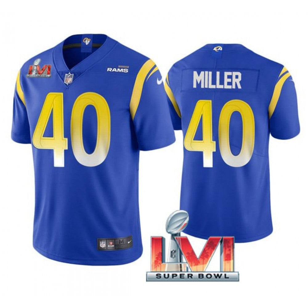 Men's Los Angeles Rams #40 Von Miller 2022 Royal Super Bowl LVI Vapor Limited Stitched Jersey 