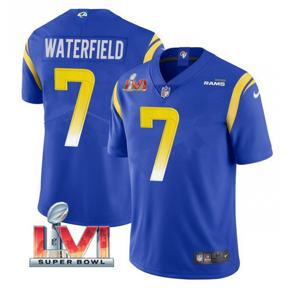 Men's Los Angeles Rams #7 Bob Waterfield 2022 Royal Super Bowl LVI Vapor Limited Stitched Jersey 