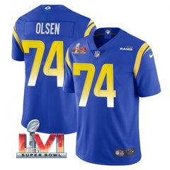Men's Los Angeles Rams #74 Merlin Olsen 2022 Royal Super Bowl LVI Vapor Limited Stitched Jersey 