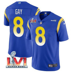 Men's Los Angeles Rams #8 Matt Gay 2022 Royal Super Bowl LVI Vapor Limited Stitched Jersey 