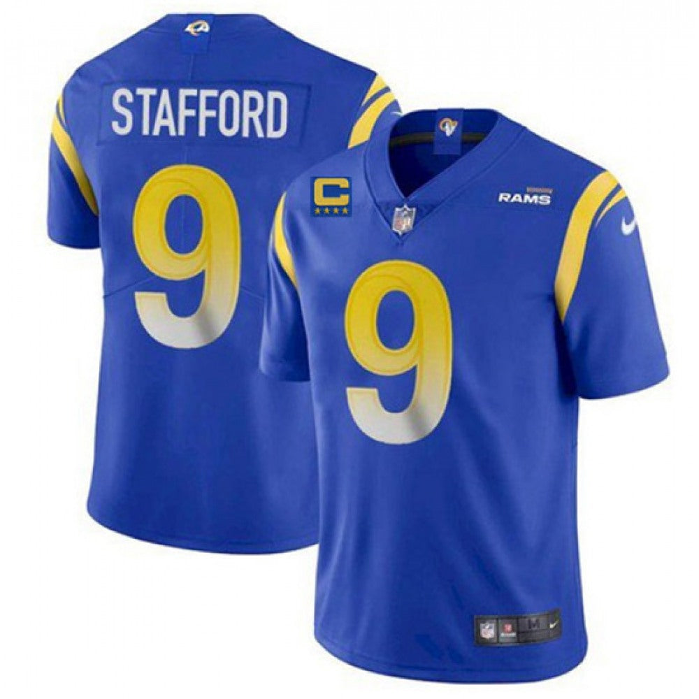 Men's Los Angeles Rams #9 Matthew Stafford 2022 Royal With 4-star C Patch Vapor Untouchable Limited Stitched Jersey 