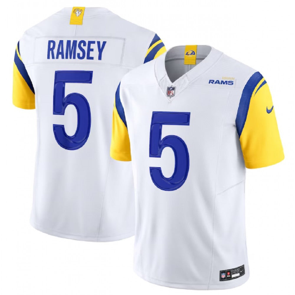 Men's Los Angeles Rams #5 Jalen Ramsey White 2023 F.U.S.E. Vapor Untouchable Limited Stitched Football Jersey 