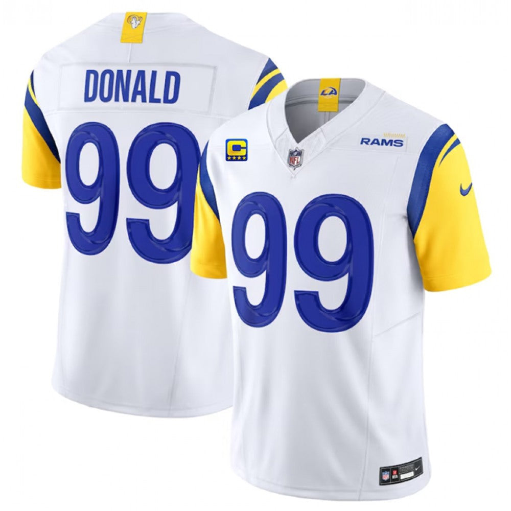 Men's Los Angeles Rams #99 Aaron Donald White 2023 F.U.S.E. With 4-Star C Patch Vapor Untouchable Limited Stitched Football Jersey 