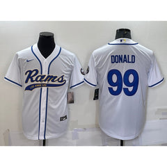 Men's Los Angeles Rams #99 Aaron Donald White With Patch Cool Base Stitched Baseball Jersey 