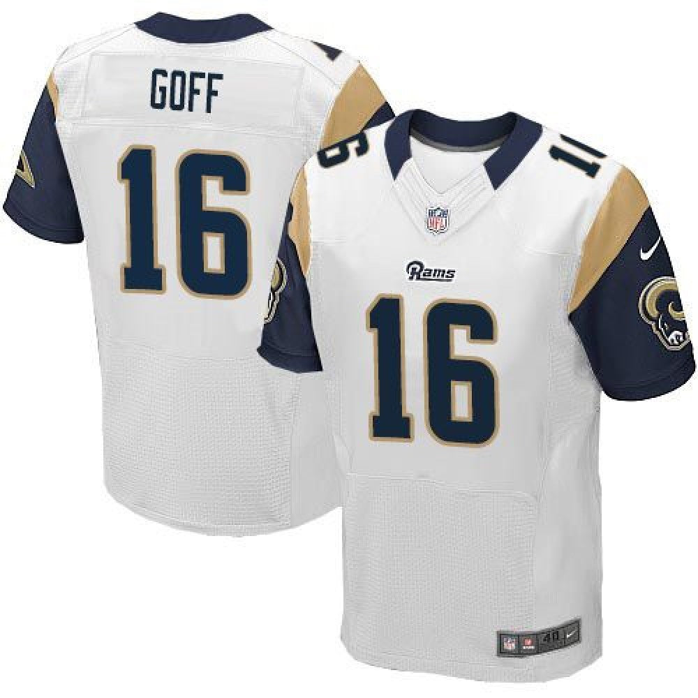 Rams #16 Jared Goff White Men's Stitched NFL Elite Jersey 