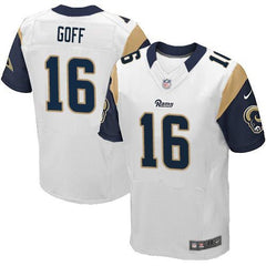 Rams #16 Jared Goff White Men's Stitched NFL Elite Jersey 