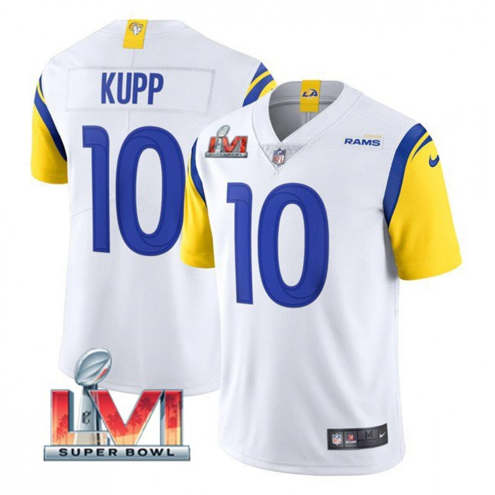 Men's Los Angeles Rams #10 Cooper Kupp 2022 White Super Bowl LVI Vapor Limited Stitched Jersey 