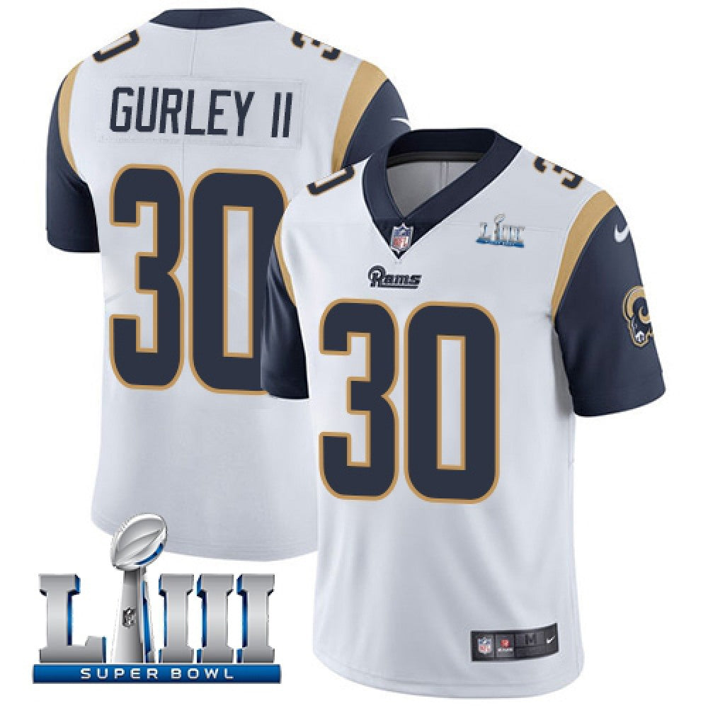 Men's Los Angeles Rams #30 Todd Gurley II White Super Bowl LIII Vapor Untouchable Limited Stitched NFL Jersey 