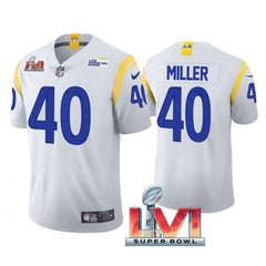 Men's Los Angeles Rams #40 Von Miller 2022 White Super Bowl LVI Vapor Limited Stitched Jersey 