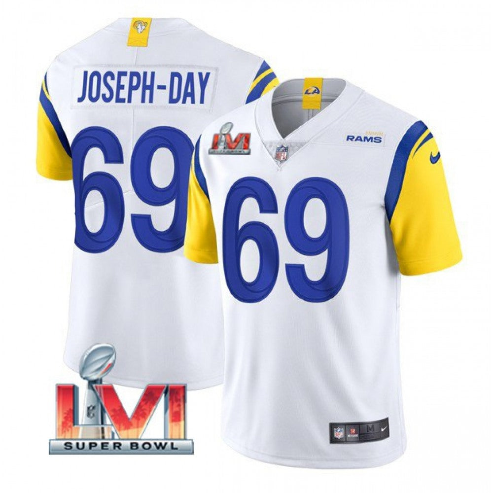 Men's Los Angeles Rams #69 Sebastian Joseph-Day 2022 White Super Bowl LVI Vapor Limited Stitched Jersey 