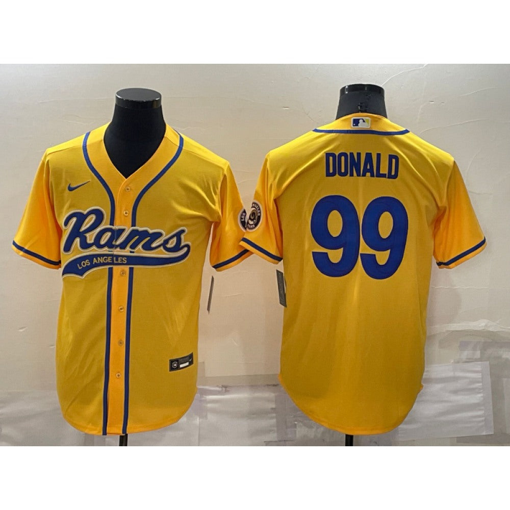 Men's Los Angeles Rams #99 Aaron Donald Yellow Cool Base Stitched Baseball Jersey 