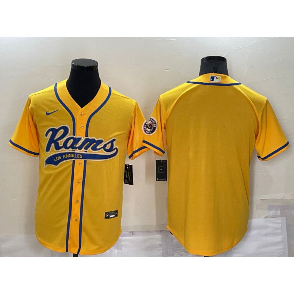 Men's Los Angeles Rams Blank Cool Base Yellow Stitched Baseball Jersey 