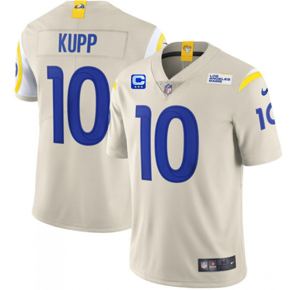 Men's Los Angeles Rams #10 Cooper Kupp 2022 Cream With 3-Star C Patch Vapor Limited Stitched Jersey 
