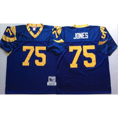 Mitchell And Ness Rams #75 Deacon Jones Blue Throwback Stitched NFL Jersey 