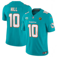 Men's Miami Dolphins #10 Tyreek Hill Aqua 2023 F.U.S.E. With 2-star C Patch And John Madden Patch Vapor Limited Stitched Football Jersey 