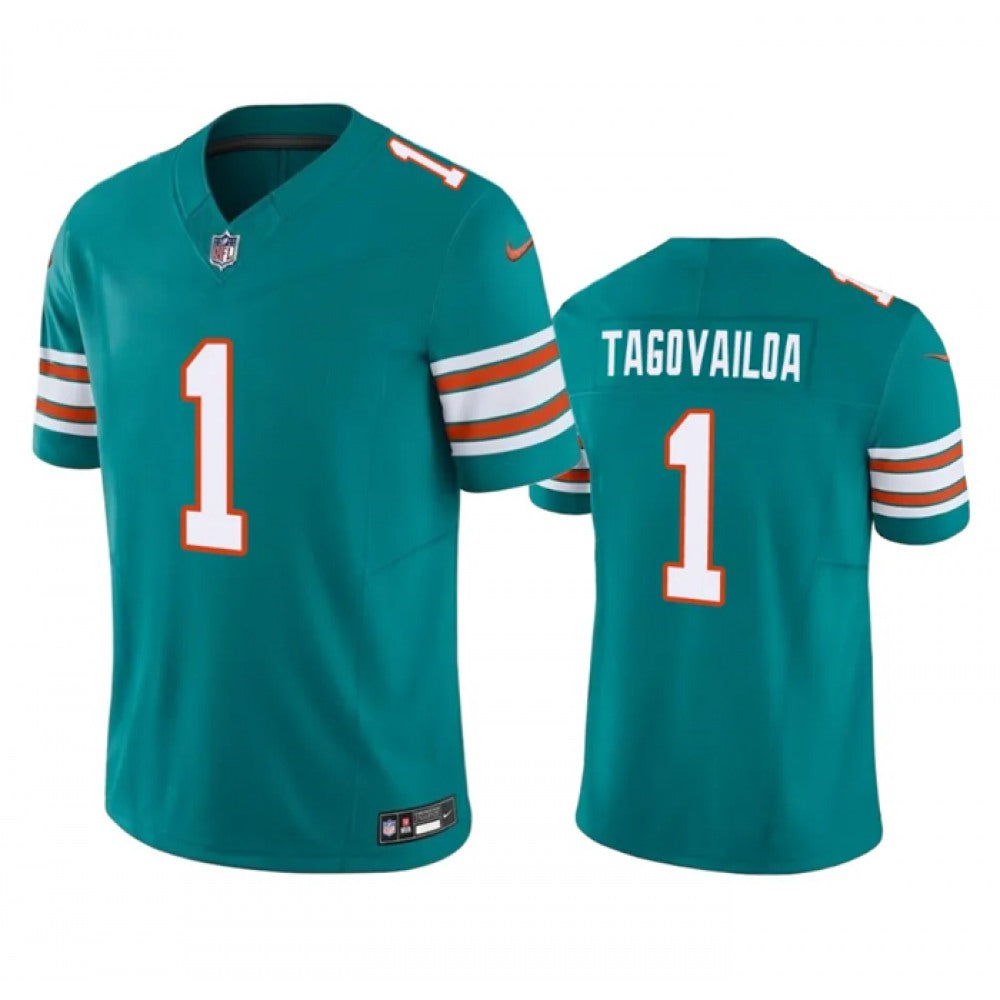 Men's Miami Dolphins #1 Tua Tagovailoa Aqua 2023 F.U.S.E Vapor Limited Stitched Football Jersey 