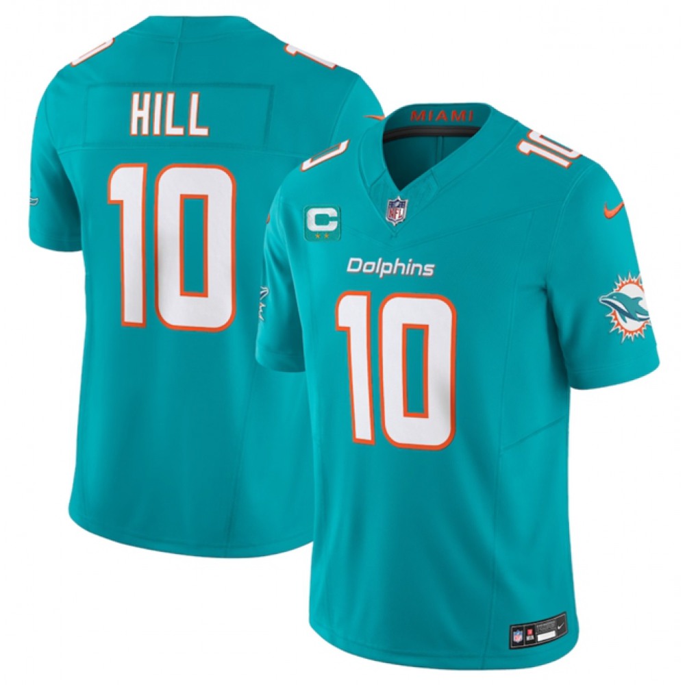 Men's Miami Dolphins #10 Tyreek Hill Aqua 2023 F.U.S.E With 2-Star C Patch Vapor Limited Stitched Football Jersey 
