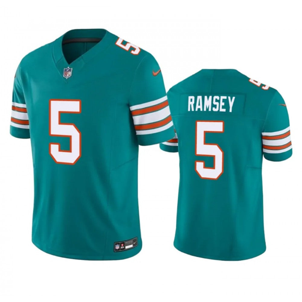 Men's Miami Dolphins #5 Jalen Ramsey Aqua 2023 F.U.S.E Vapor Limited Stitched Football Jersey 
