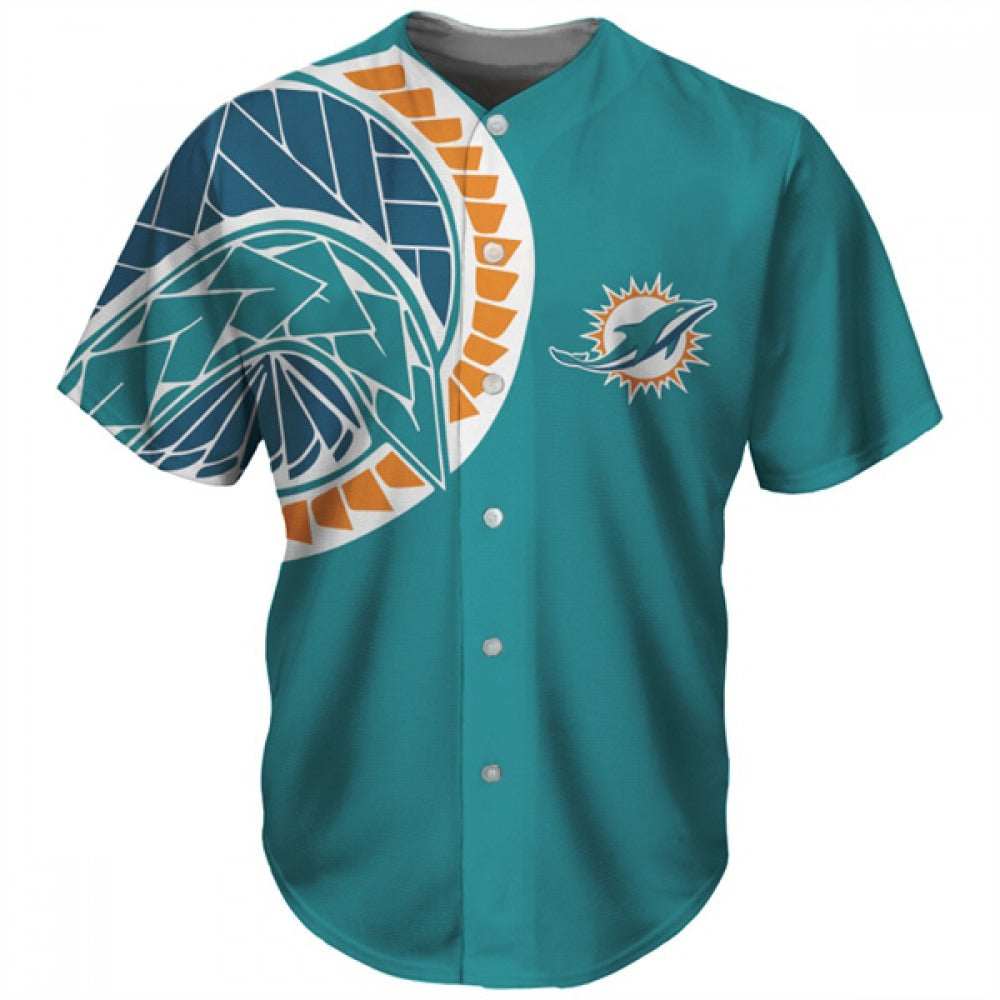 Men's Miami Dolphins Aqua Baseball Jersey 