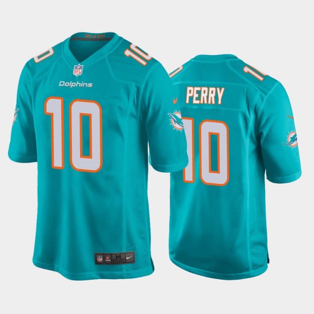 Men's Miami Dolphins #10 Malcolm Perry Aqua Stitched Jersey 