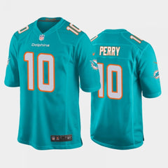 Men's Miami Dolphins #10 Malcolm Perry Aqua Stitched Jersey 