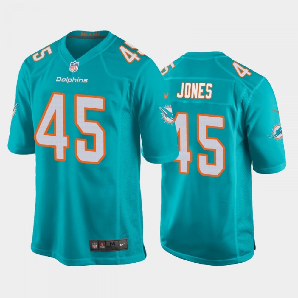 Men's Miami Dolphins #45 Brandon Jones Aqua Stitched Jersey 