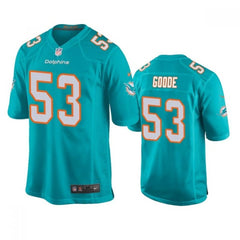Men's Miami Dolphins #53 Cameron Goode Aqua Stitched Football Jersey 