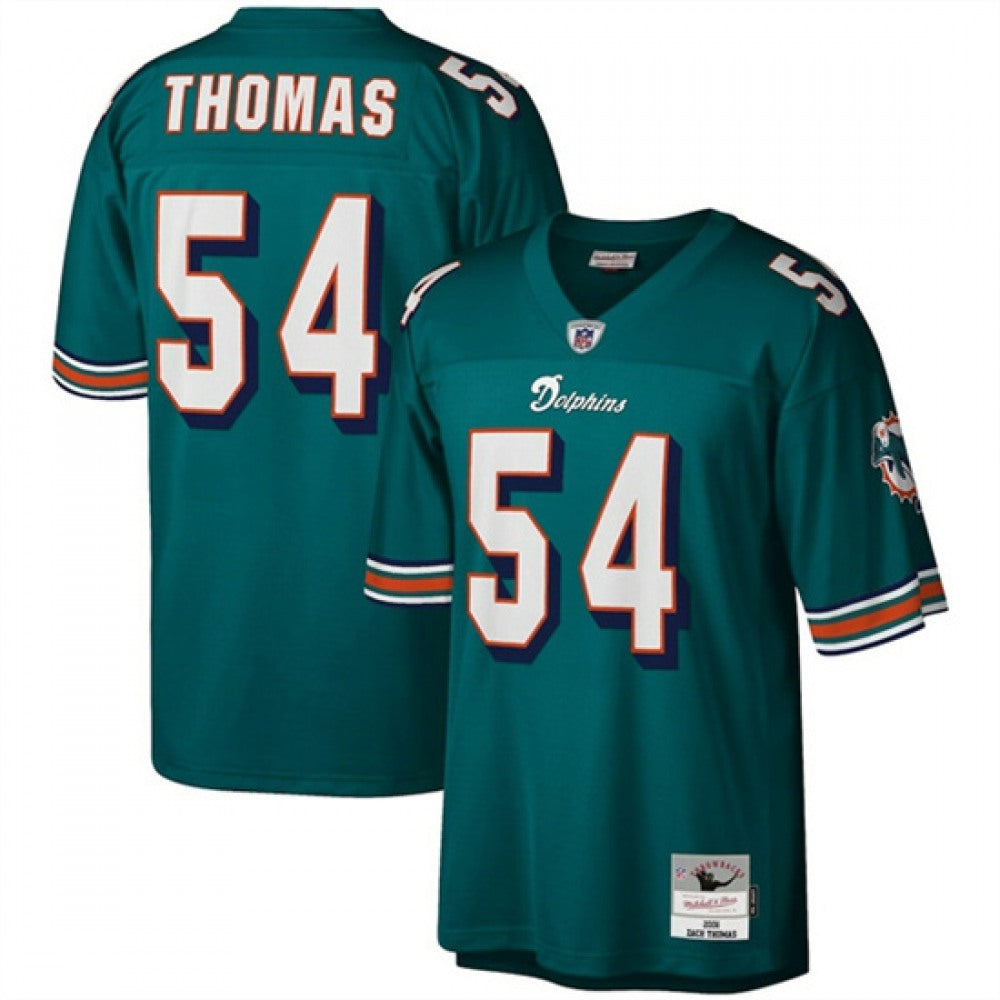 Men's Miami Dolphins #54 Zach Thomas Aqua Stitched Jersey 