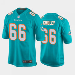 Men's Miami Dolphins #66 Solomon Kindley Aqua Stitched Jersey 