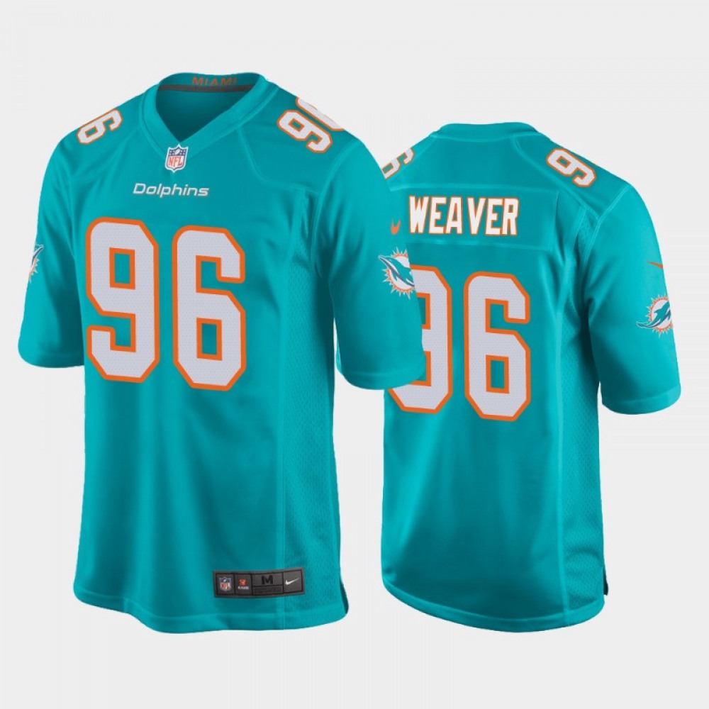 Men's Miami Dolphins #96 Curtis Weaver Aqua Stitched Jersey 