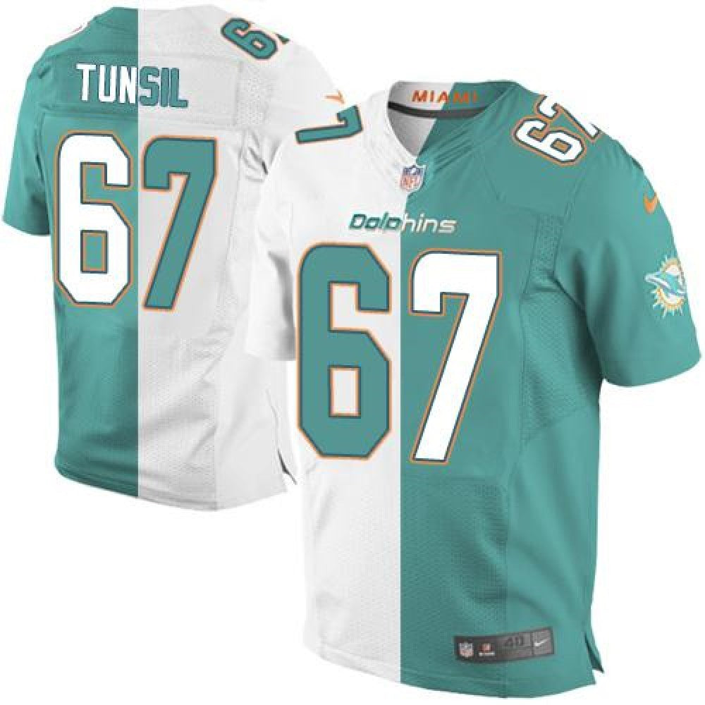 Dolphins #67 Laremy Tunsil Aqua Green/White Men's Stitched NFL Elite Split Jersey 