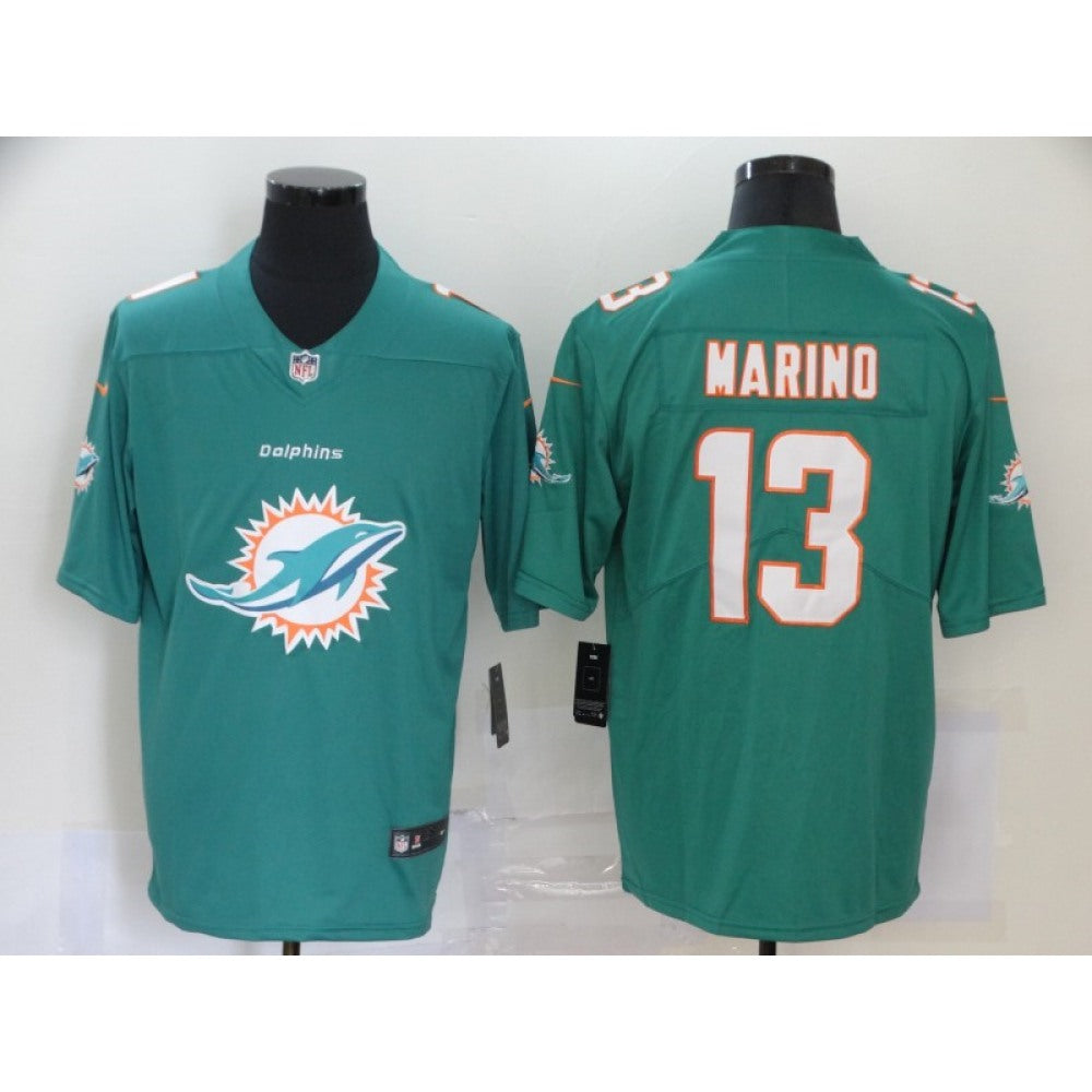 Men's Miami Dolphins #13 Dan Marino Aqua 2020 Team Big Logo Limited Stitched Jersey 