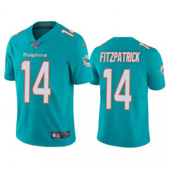 Men's Miami Dolphins #14 Ryan Fitzpatrick Aqua 2019 100th Season Vapor Untouchable Limited Stitched NFL Jersey 
