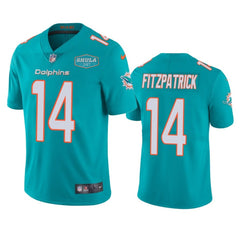 Men's Miami Dolphins #14 Ryan Fitzpatrick Aqua With 347 Shula Patch 2020 Vapor Untouchable Limited Stitched NFL Jersey 